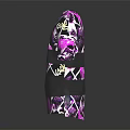 Stylish Short Sleeve T Shirt With Purple And Black Abstract Pattern Design
