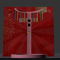 Pink Stand Reaction Game Device With Red Background Lantern Fireworks Pattern 3d model