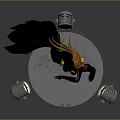 Batgirl Statue With Red Hair Black Cape Yellow Belt And Silver Microphones Base