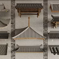 Traditional Chinese Architectural Roof Components Various Styles With Tiled Eaves And Structural Designs