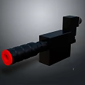 Black Mechanical Equipment With Red Cylindrical Part And Square Block Design 3d model