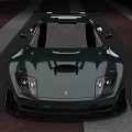 Dark Colored Sports Car With Aggressive Front Design Sharp Headlights And Roof Spoiler