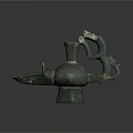 Ancient Bronze Ewer with Dragon Shaped Handle and Bird Shaped Spout in Traditional Design