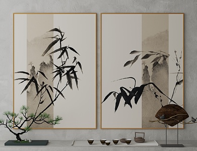 New Chinese Landscape Painting Decorative Painting 3d model