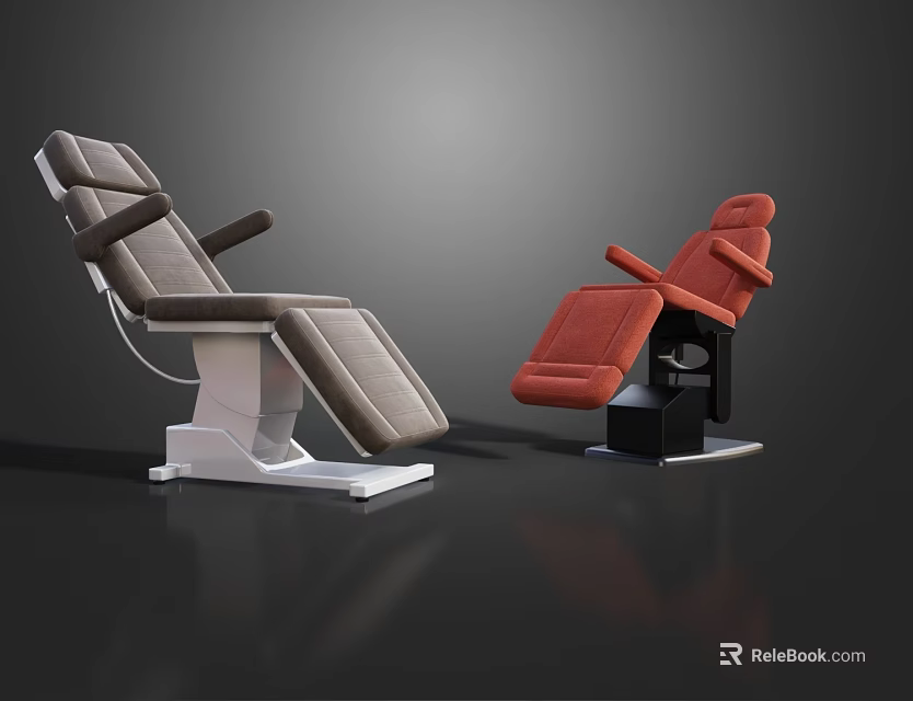 Medical Equipment Adjustable Healthcare Examination Chairs In Gray And Red Upholstery Design 3d model 