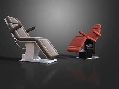 Medical Equipment Adjustable Healthcare Examination Chairs In Gray And Red Upholstery Design 3d model