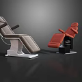 Medical Equipment Adjustable Healthcare Examination Chairs In Gray And Red Upholstery Design
