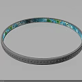 Circular Decorative Ring with Blue Green Patterns and Ornate Edge Design 3d model