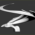 Modern Artistic Silver Metallic Sculpture With Curved Design And Smooth Reflective Surface
