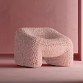 Cozy Pink Textured Accent Chair In Soft Knitted Design With Pastel Background Setting