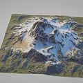 Garden Landscape Showcasing Snow Capped Rocky Peak Clear Rock Textures And Green Foot Vegetation