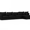 Modern Black L shaped Leather Leisure Sofa Set With Multiple Comfortable Cushions 3d model