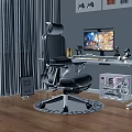 Gray Mesh Office Chair With Adjustable Headrest Wide Armrests For Modern Gaming Computer Desk 3d model