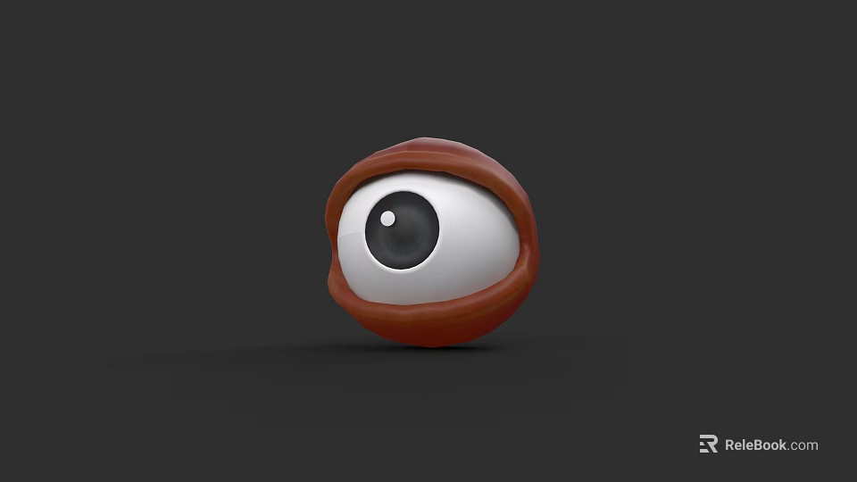 Realistic 3D Eye Model With White Sclera Black Pupil And Red Eyelid On Dark Background 3d model 