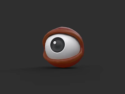 Realistic 3D Eye Model With White Sclera Black Pupil And Red Eyelid On Dark Background 3d model