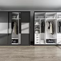 Built in Dark Gray and White Wardrobes with Hanging Clothes Folded Items and Storage Drawers
