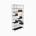 Modern Bookcase With Metal Frame Multiple Shelves And Colored Storage Units