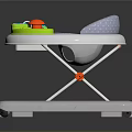 Baby Walker With Green Control Panel Colorful Buttons And Gray Polka Dot Seat