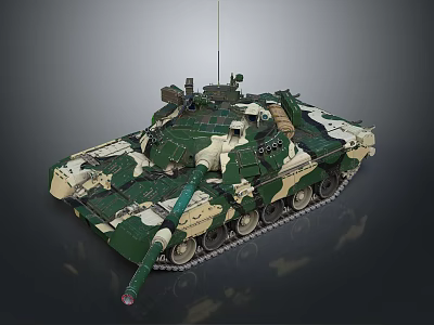 Detailed Military Tank Featuring Camouflage Paint Tracks Turret And Gun Barrel 3d model