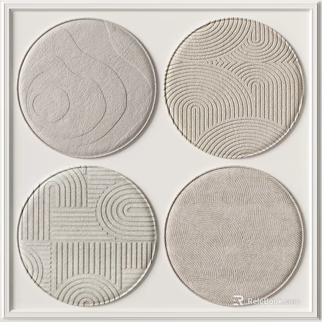 Round Rugs With Diverse Textured Patterns In Neutral Tones 3d model