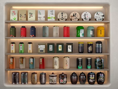 Household Jars With Various Colors And Designs Neatly Arranged On Shelves 3d model