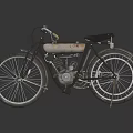 Vintage Classic Motorcycle With Black Seat Large Wheels And Metal Frame Design
