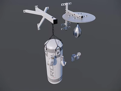 Fitness Training Equipment With Punching Bag Hanging Brackets And Gloves 3d model