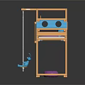 Kids Bunk Bed With Yellow Frame Blue Purple Decor Ladder Swing And Purple Mat