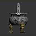 Silver Tripod Censer Featuring Twin Handles Animal Claw Feet And Intricate Carvings Inscriptions