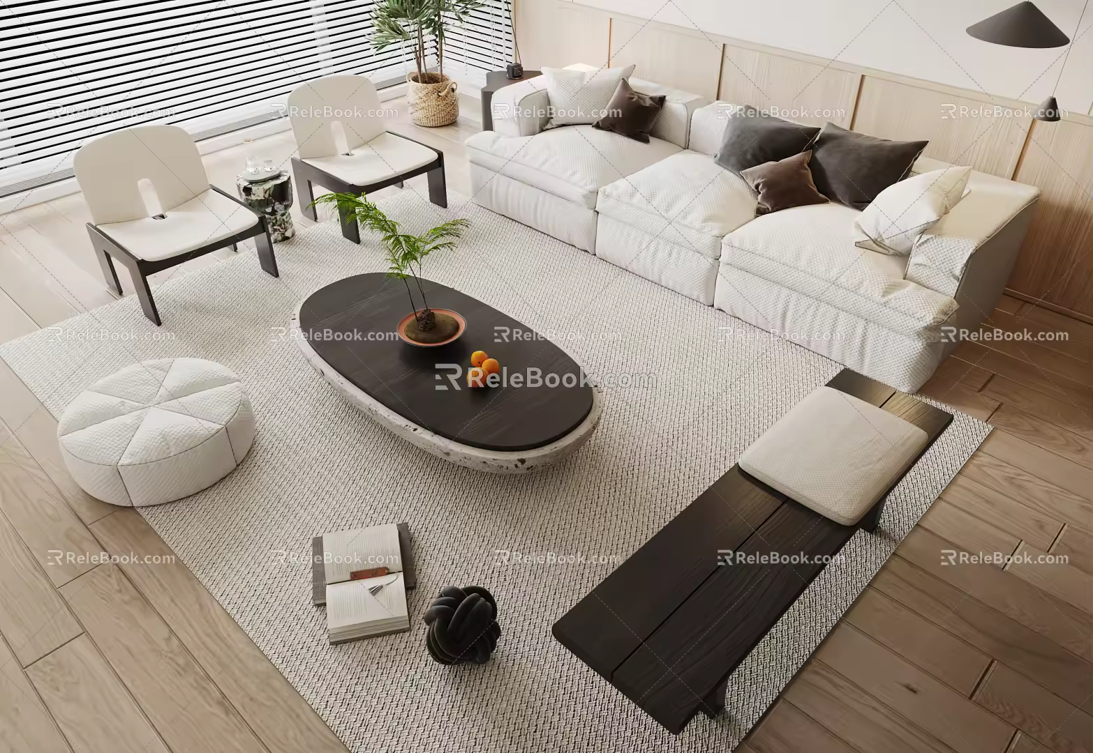 Modern sofa coffee table combination 3d model