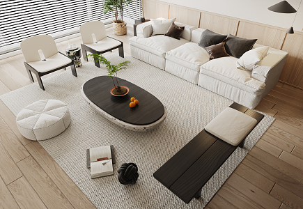 Modern sofa coffee table combination 3d model