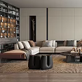 Modern Living Room Interior With Sofa Armchairs Coffee Table And Floor Lamp