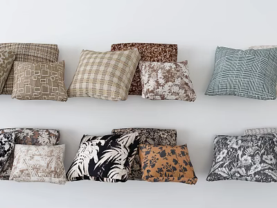 Decorative Throw Pillows With Various Patterns And Colorful Designs For Home Decor 3d model