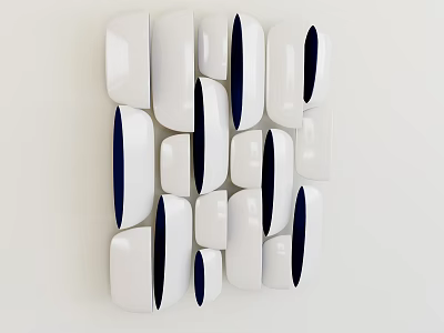 Modern Abstract Wall Decor With White Irregular Shapes And Dark Inner Accents 3d model