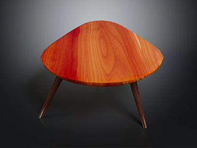 Stylish Triangular Wooden Coffee Table With Natural Grain Texture And Three Legs 3d model