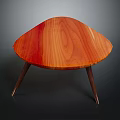 Stylish Triangular Wooden Coffee Table With Natural Grain Texture And Three Legs