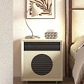 Light Colored Nightstand With Table Lamp Mobile Phone Open Drawer Pink Box And Bedside Items 3d model