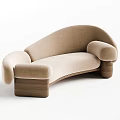 Elegant Modern Beige Fabric Multi Person Sofa With Rounded Arms And Wooden Legs