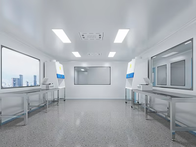 Modern Clean Laboratory With Workbenches And Equipment 3d model