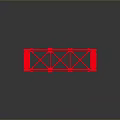 Red Metal Grid Frame Structure With Gray Background And Reflection Surface 3d model