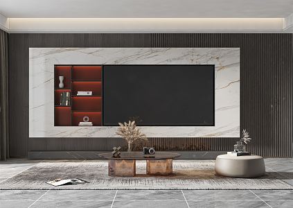 Modern TV background wall Living room TV wall 3d model