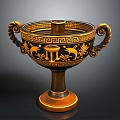 Classical Sculpture Carving With Twisted Handles Golden Decorations Dolphin And Geometric Patterns