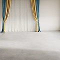 Elegant Modern Blue and Yellow Curtains With White Sheer String Drapes Interior 3d model