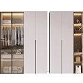 Modern White Wardrobe With Sliding Doors Interior Lighting And Storage Compartments