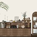Modern Combination Storage Rack Low Cabinet Bookshelf 3d model
