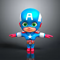 Cute Superhero Style Cartoon Character Featuring Blue Helmet Green Eyes Red Gloves And Boots
