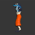 Anthropomorphic Blue Frog Character With Orange Pants And Blue Markings In Arms Outstretched Pose