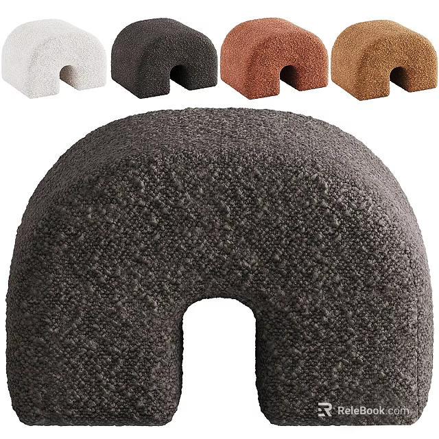 U Shaped Soft Fabric Sofa Stool with Multiple Colors for Home Decor 3d model 