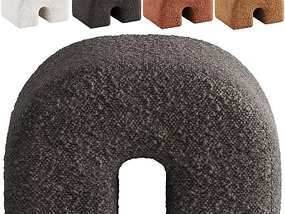 U Shaped Soft Fabric Sofa Stool with Multiple Colors for Home Decor 3d model