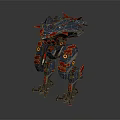 Mechanical Creature Character With Glowing Red Eyes And Complex Armor Structure 3d model